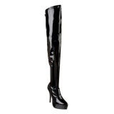 Negro Charol 13,5 cm INDULGE-3000 Largas Botas Altas para Hombres