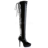 Negro Charol 13,5 cm INDULGE-3063 over knee botas altas con tacn