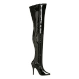 Negro Charol 13 cm SEDUCE-3000 Largas Botas Altas para Hombres