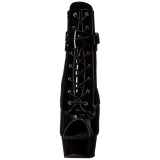 Negro Charol 15 cm DELIGHT-1033 Plataforma Botines Punta Abierta