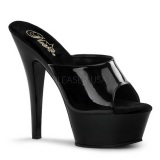 Negro Charol 15 cm KISS-201 Plataforma Mules Altos