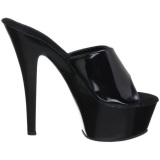 Negro Charol 15 cm KISS-201 Plataforma Mules Altos