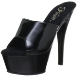 Negro Charol 15 cm KISS-201 Plataforma Mules Altos