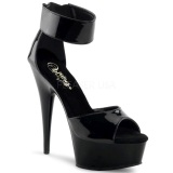 Negro Charol 15 cm Pleaser DELIGHT-670-3 Plataforma Tacones de Aguja