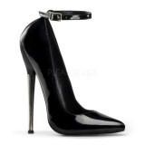 Negro Charol 16 cm DAGGER-12 Stiletto Zapatos Tacn de Aguja