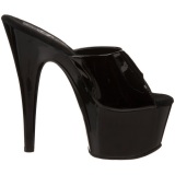 Negro Charol 18 cm ADORE-701 Plataforma Mules Altos