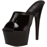 Negro Charol 18 cm ADORE-701 Plataforma Mules Altos