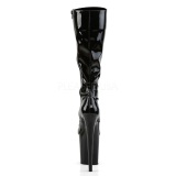 Negro Charol 20 cm FLAMINGO-2023 plataforma botas de mujer con cordones