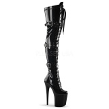 Negro Charol 20 cm FLAMINGO-3028 Botas de mujer hasta la rodilla