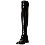 Negro Charol 8 cm GOGO-3000 Largas Botas Altas para Hombres