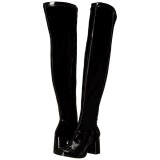 Negro Charol 8 cm GOGO-3000 Largas Botas Altas para Hombres