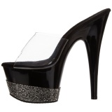 Negro Diamante 18 cm Pleaser ADORE-701-3 Plataforma Mules Altos