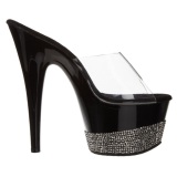 Negro Diamante 18 cm Pleaser ADORE-701-3 Plataforma Mules Altos