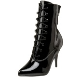 Negro Lacado 10,5 cm VANITY-1020 Planos Botines Altos Mujer