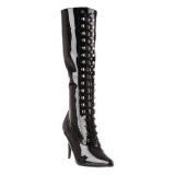 Negro Lacado 10,5 cm VANITY-2020 Botas de Cordones Mujer