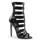 Negro Lacado 13 cm SEXY-52 Planos Botines Altos Mujer