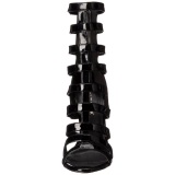 Negro Lacado 13 cm SEXY-52 Planos Botines Altos Mujer