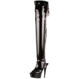 Negro Lacado 15,5 cm DELIGHT-3017 Botas Altas Plataforma