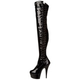 Negro Lacado 15 cm DELIGHT-3050 Botas Altas Plataforma