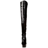 Negro Lacado 15 cm DELIGHT-3050 Botas Altas Plataforma