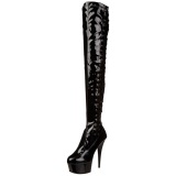 Negro Lacado 15 cm DELIGHT-3050 Botas Altas Plataforma