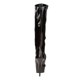 Negro Lacado 15 cm Pleaser DELIGHT-2000 Botas Media Mujer