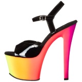 Negro Lacado 18 cm RAINBOW-309UV Sandalias Mujer Plataforma Neon