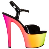 Negro Lacado 18 cm RAINBOW-309UV Sandalias Mujer Plataforma Neon