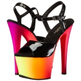 Negro Lacado 18 cm RAINBOW-309UV Sandalias Mujer Plataforma Neon