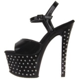 Negro Lacado 18 cm STARDUST-709 Sandalias Mujer Plataforma Strass