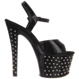 Negro Lacado 18 cm STARDUST-709 Sandalias Mujer Plataforma Strass