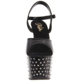 Negro Lacado 18 cm STARDUST-709 Sandalias Mujer Plataforma Strass