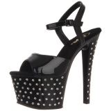 Negro Lacado 18 cm STARDUST-709 Sandalias Mujer Plataforma Strass