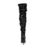 Negro Lentejuelas 13 cm COURTLY-3011 botas altas pleaser