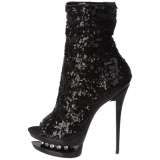 Negro Lentejuelas 15,5 cm BLONDIE-R-1008 Plataforma Botines Mujer