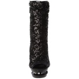 Negro Lentejuelas 15,5 cm BLONDIE-R-1008 Plataforma Botines Mujer