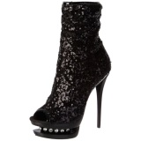 Negro Lentejuelas 15,5 cm BLONDIE-R-1008 Plataforma Botines Mujer