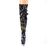 Negro Lentejuelas 15 cm DELIGHT-3004 botas altas pleaser