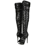 Negro Lentejuelas 15 cm PLEASER BLONDIE-R-3011 Botas Over Knee Plataforma