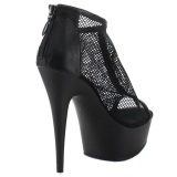 Negro Malla 15 cm Pleaser DELIGHT-600-12 Plataforma Botines Altos