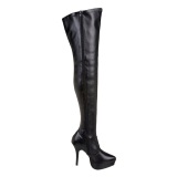 Negro Mate 13,5 cm INDULGE-3000 Botas Over Knee Plataforma