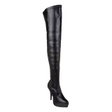 Negro Mate 13,5 cm INDULGE-3000 Botas Over Knee Plataforma