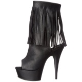 Negro Mate 15 cm DELIGHT-1019 botines con flecos de mujer tacn altos