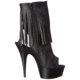 Negro Mate 15 cm DELIGHT-1019 botines con flecos de mujer tacn altos