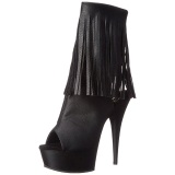 Negro Mate 15 cm DELIGHT-1019 botines con flecos de mujer tacn altos