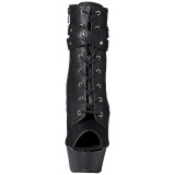 Negro Mate 15 cm DELIGHT-1033 Plataforma Botines Punta Abierta