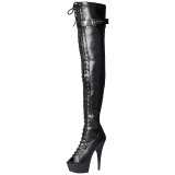 Negro Mate 15 cm DELIGHT-3025 Botas Altas Plataforma