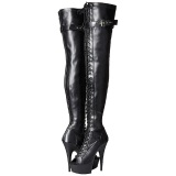 Negro Mate 15 cm DELIGHT-3025 Botas Altas Plataforma