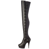 Negro Mate 15 cm DELIGHT-3050 Botas Altas Plataforma