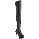 Negro Mate 15 cm DELIGHT-3050 Botas Altas Plataforma